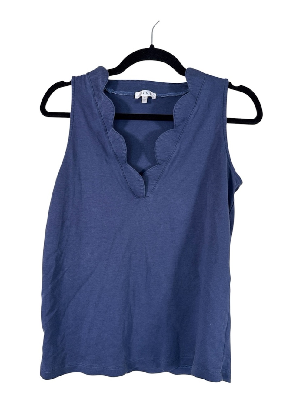 Lake Blue Pima Cotton Scalloped PJ Tank Top Womens M Pajama Sleep Shirt Cozy